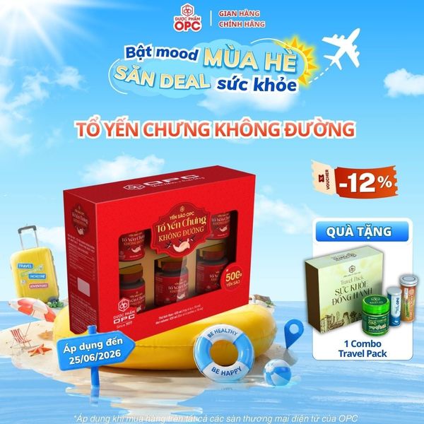  YẾN SÀO OPC - TỔ YẾN CHƯNG KHÔNG ĐƯỜNG (Hộp 6 lọ) 
