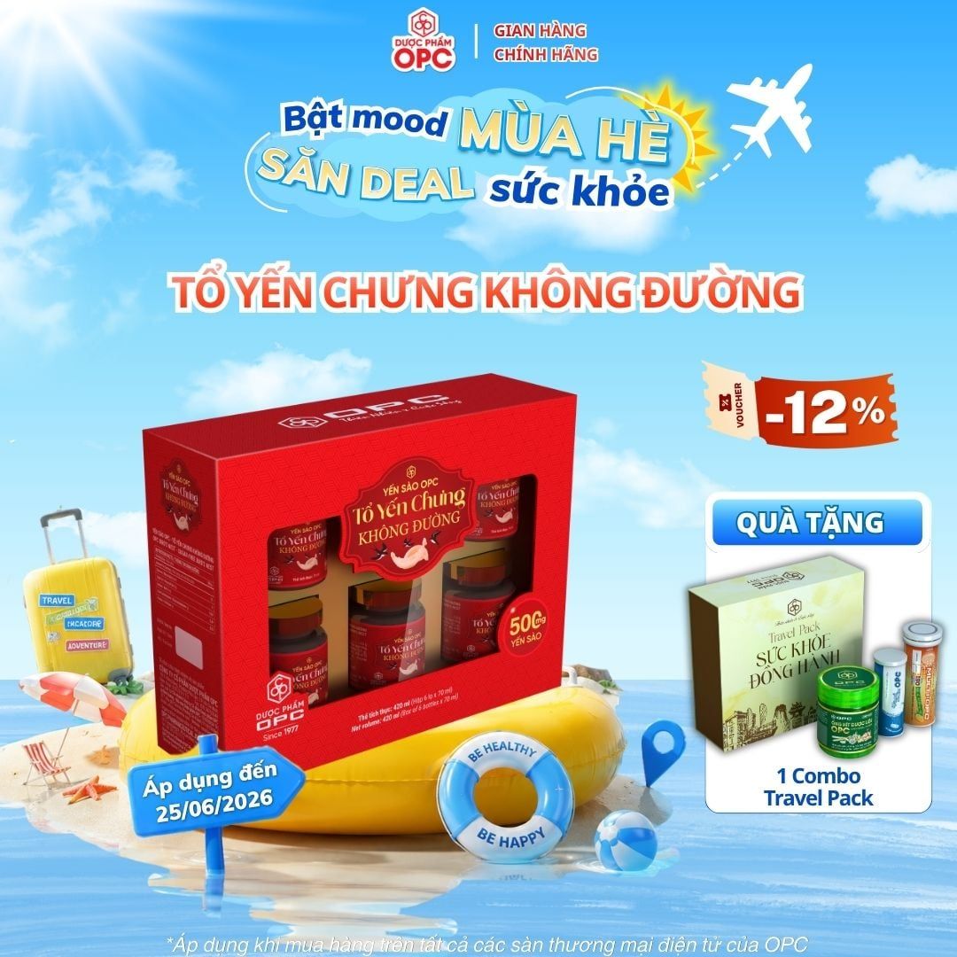  YẾN SÀO OPC - TỔ YẾN CHƯNG KHÔNG ĐƯỜNG (Hộp 6 lọ) 