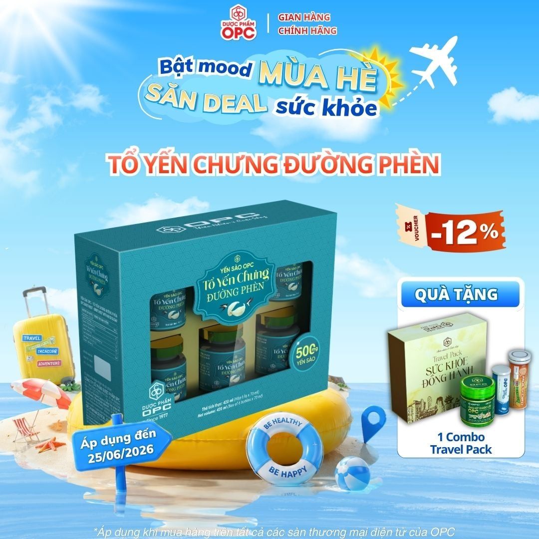  YẾN SÀO OPC - TỔ YẾN CHƯNG ĐƯỜNG PHÈN (Hộp 6 lọ) 