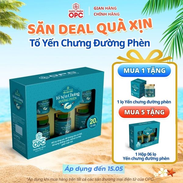 TPBS. YẾN SÀO OPC - TỔ YẾN CHƯNG ĐƯỜNG PHÈN (Hộp 6 lọ) 
