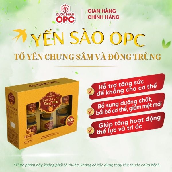  YẾN SÀO OPC - TỔ YẾN CHƯNG SÂM VÀ ĐÔNG TRÙNG (Hộp 6 lọ) 