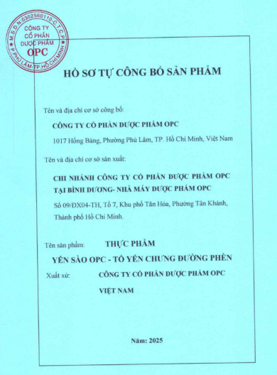  YẾN SÀO OPC - TỔ YẾN CHƯNG ĐƯỜNG PHÈN (Hộp 6 lọ) 
