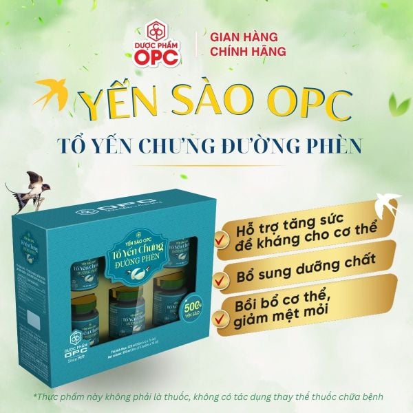  YẾN SÀO OPC - TỔ YẾN CHƯNG ĐƯỜNG PHÈN (Hộp 6 lọ) 