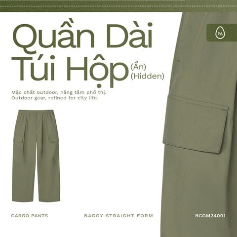 Quần Dài Cargo Túi Hộp Vải Taslan - BCGM24001