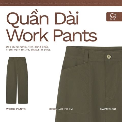 Quần Dài Work-wear Ống Đứng Vải Elasterell-P Dệt Chéo - BWPM24001