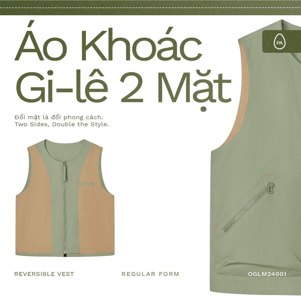 Áo Gi-lê Đa Năng Có Thể Mặc 2 Mặt Vải Taslan - OGLM24001