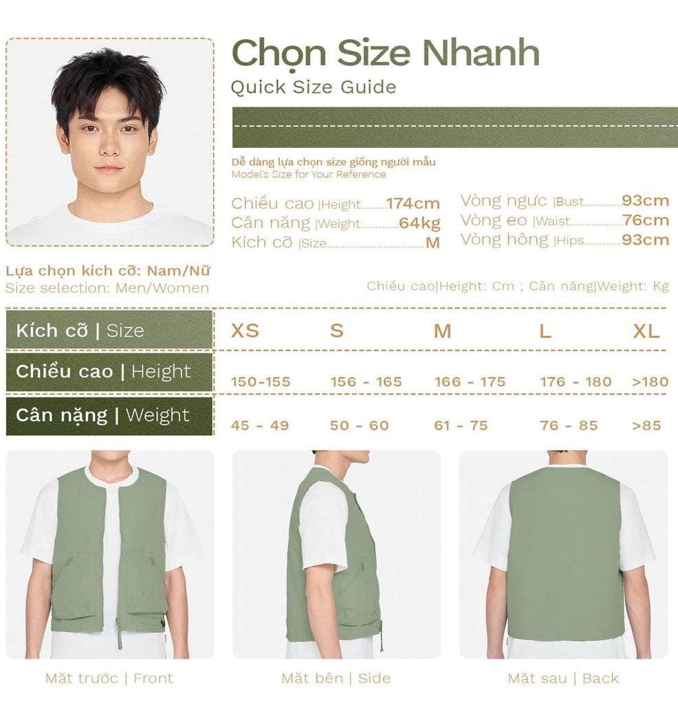 Áo Gi-lê Đa Năng Có Thể Mặc 2 Mặt Vải Taslan - OGLM24001
