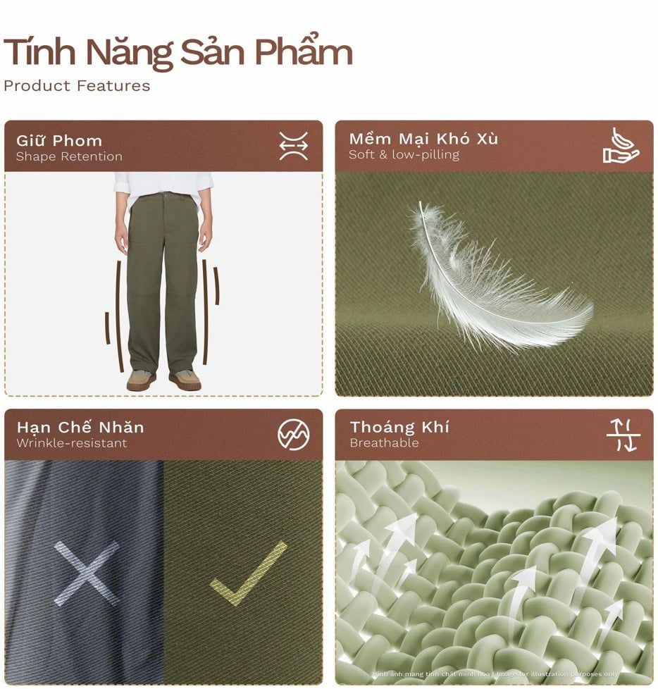 Quần Dài Work-wear Ống Đứng Vải Elasterell-P Dệt Chéo - BWPM24001