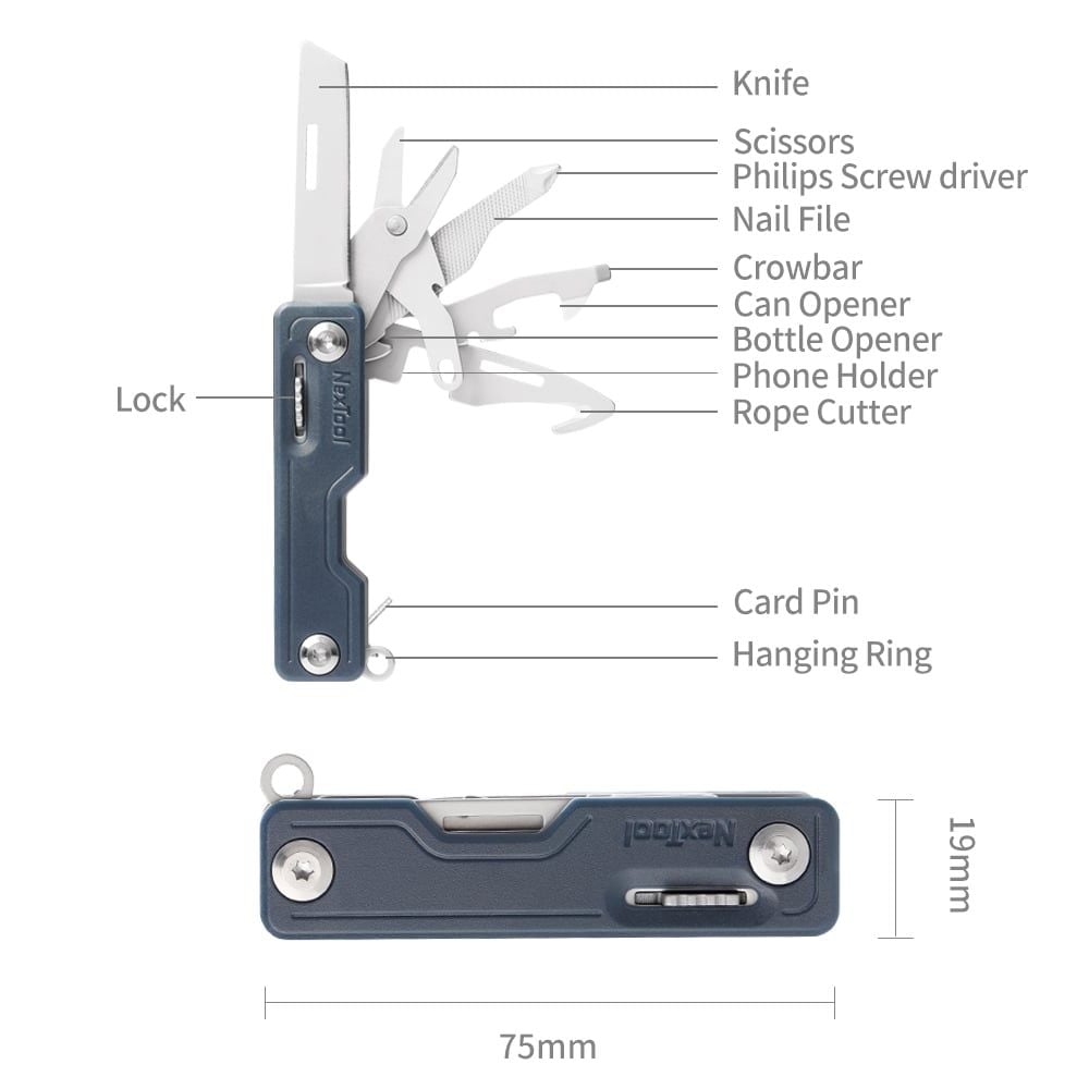 Nextool Multi Functional Knife dao xếp móc khóa bỏ túi 12 chức năng, ốp ABS