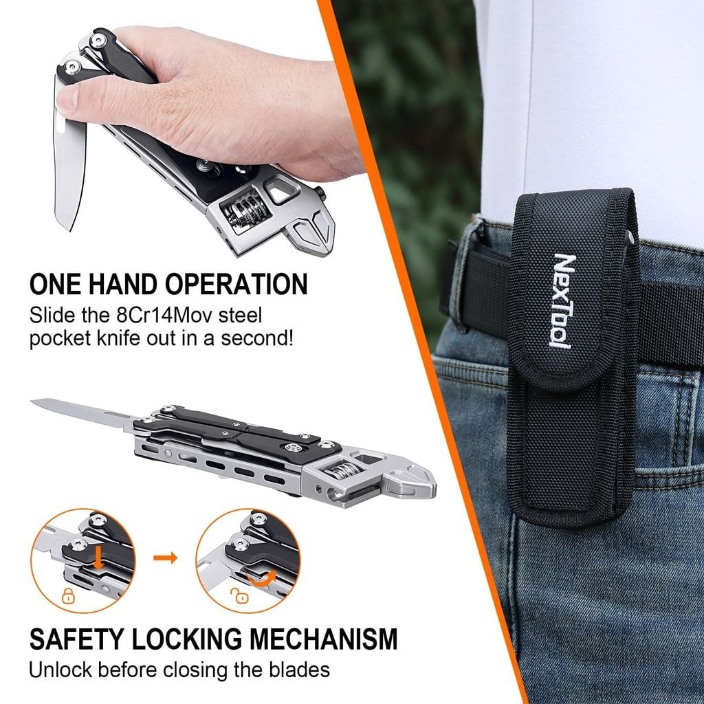 Nextool W40 Walker Cờ Lê mỏ lết Ratchet kiêm kềm, dao, 13 chức năng