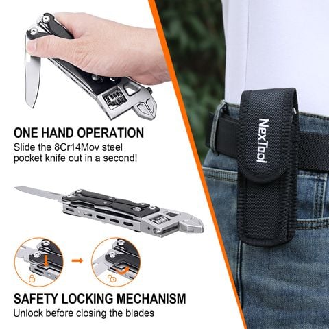 Nextool W40 Walker Cờ Lê mỏ lết Ratchet kiêm kềm, dao, 13 chức năng