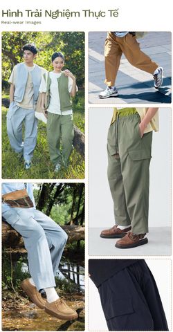 Quần Dài Cargo Túi Hộp Vải Taslan - BCGM24001
