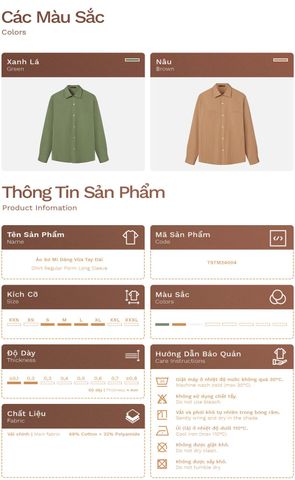Áo Sơ Mi Dáng Regular Tay Dài - TSTM24004