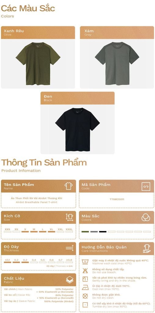 Áo Thun Phối Rã Vải Airdot Thoáng Khí - TTSM25011