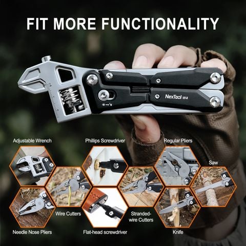 Nextool W40 Walker Cờ Lê mỏ lết Ratchet kiêm kềm, dao, 13 chức năng