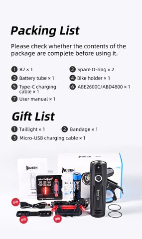 Wuben B2 Đèn pin xe đạp