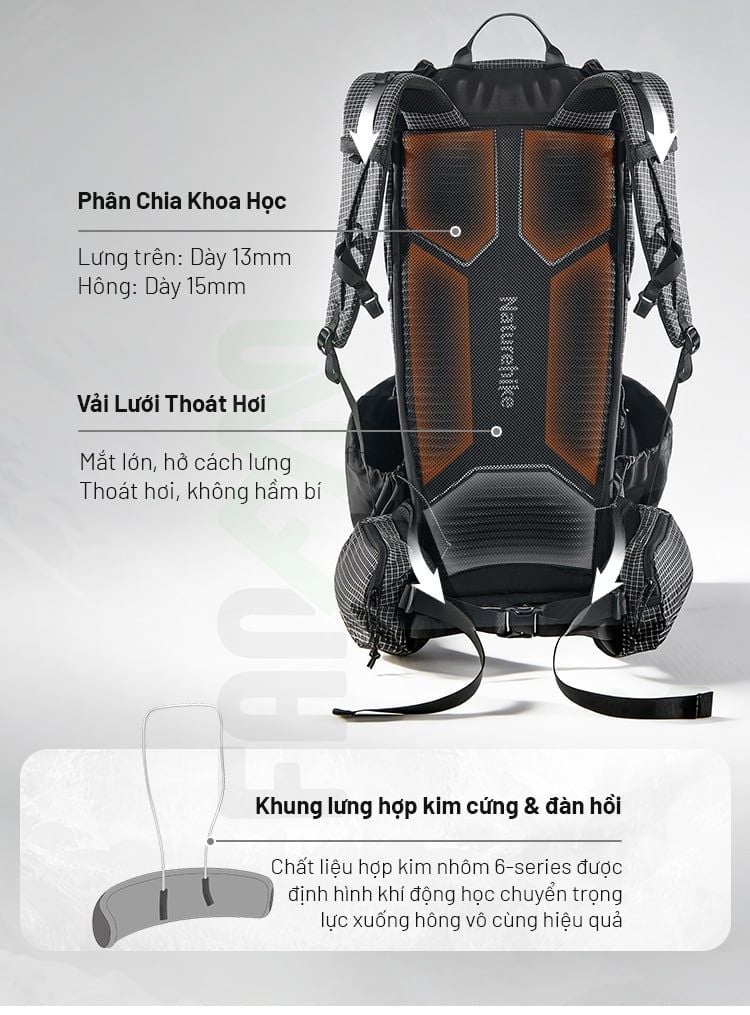 Balô Trekking chuyên dụng Naturehike Rock 2.0 CNK2550XB018
