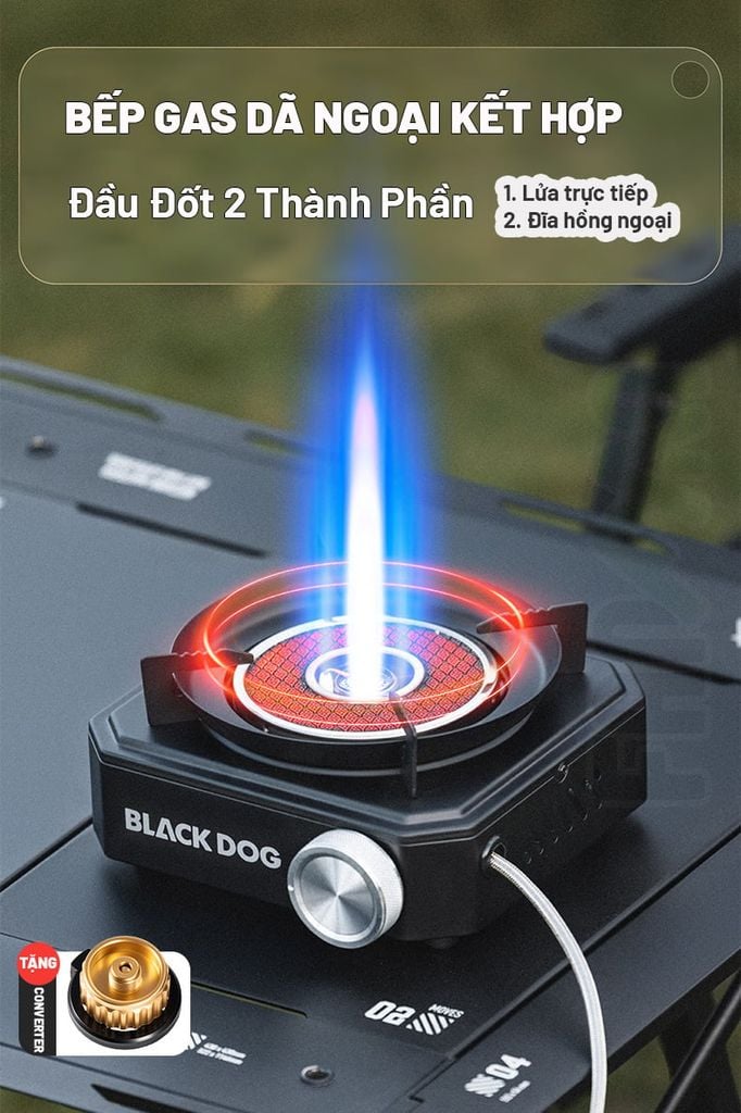 Bếp gas cắm trại kết hợp lửa và hồng ngoại Blackdog CBD2550CF018