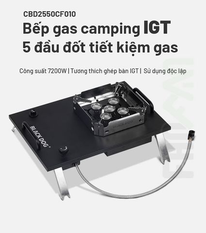 Bếp gas dã ngoại IGT 5 đầu đốt 7200W Blackdog CBD2550CF010