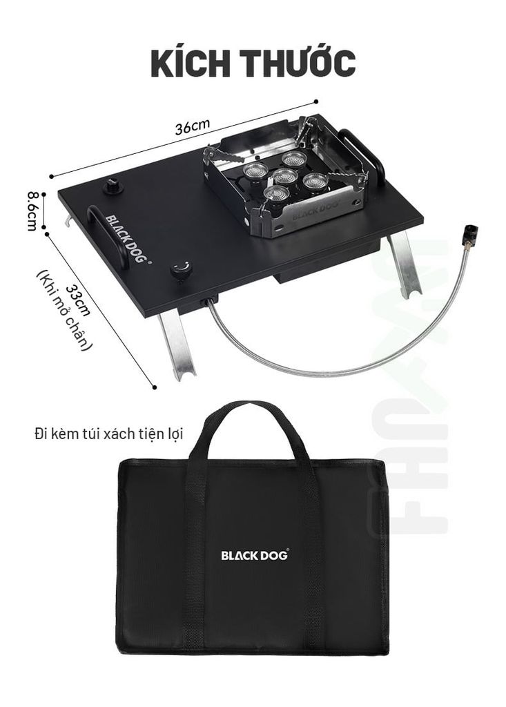 Bếp gas dã ngoại IGT 5 đầu đốt 7200W Blackdog CBD2550CF010