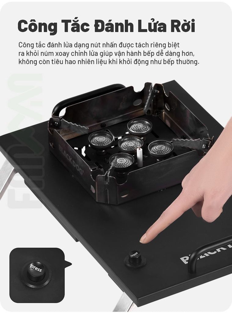 Bếp gas dã ngoại IGT 5 đầu đốt 7200W Blackdog CBD2550CF010