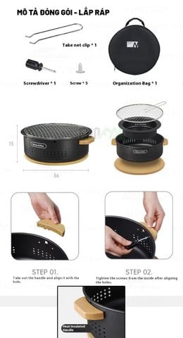 Bếp than xếp gọn để bàn cắm trại Naturehike Moyan CNK2550CF010