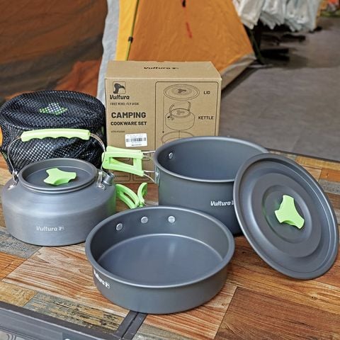 Bộ nồi - chảo - ấm nhôm Trekking dã ngoại Vultura VTR-PS2501, VTR-PS2502