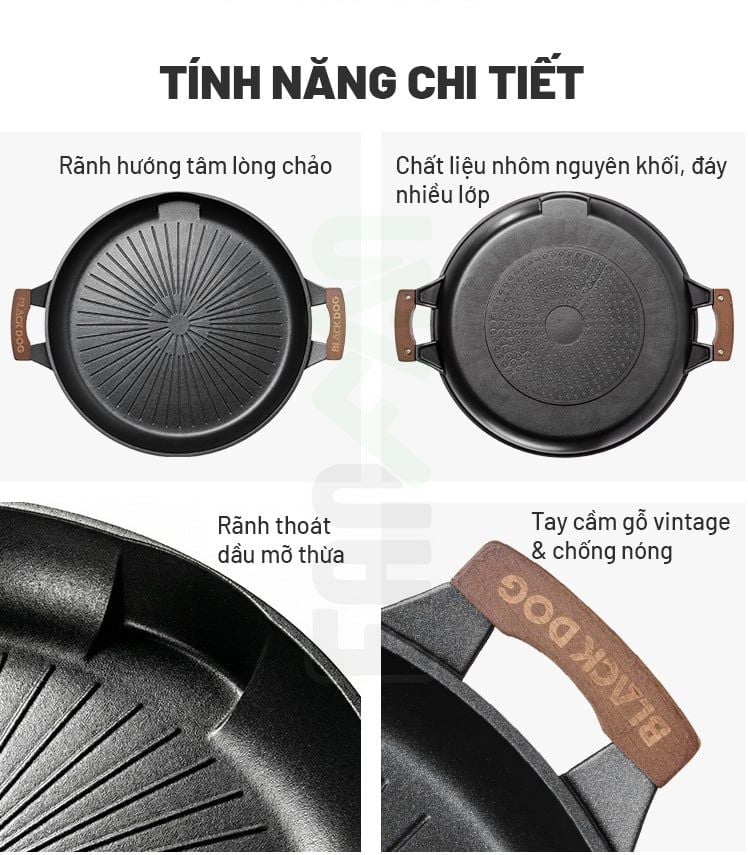 Chảo nhôm Camping đáy bằng Blackdog CBD2550CF021