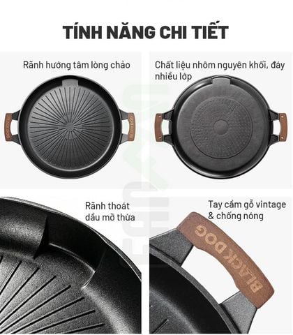 Chảo nhôm Camping đáy bằng Blackdog CBD2550CF021
