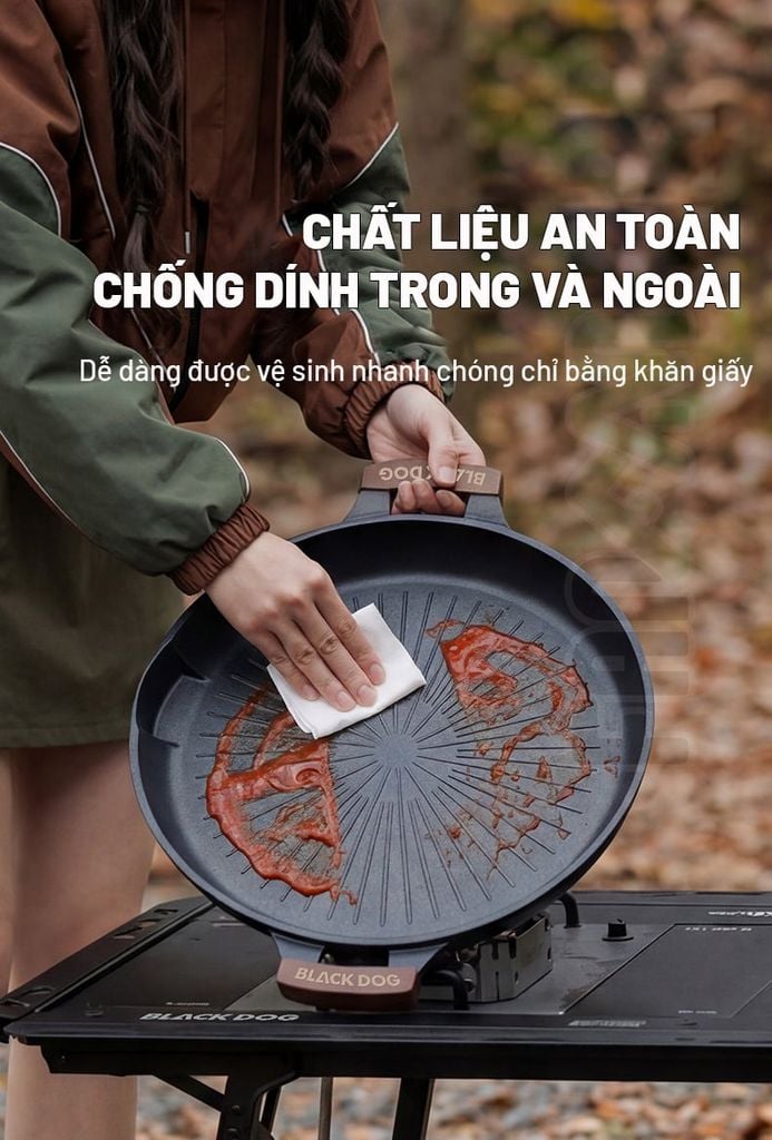Chảo nhôm Camping đáy bằng Blackdog CBD2550CF021