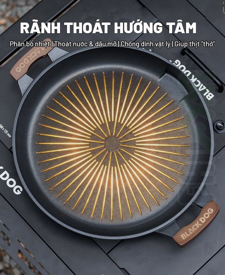 Chảo nhôm Camping đáy bằng Blackdog CBD2550CF021