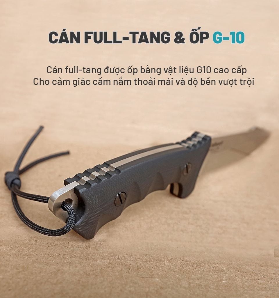 Dao sinh tồn Outdoor full-tang thép D2 Vultura KX-15