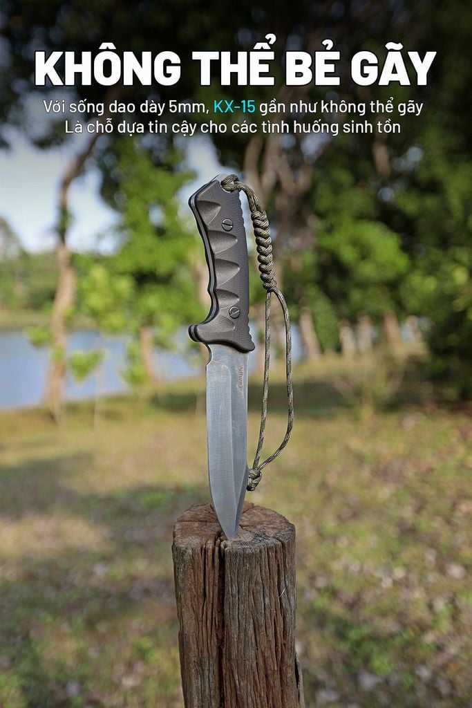 Dao sinh tồn Outdoor full-tang thép D2 Vultura KX-15