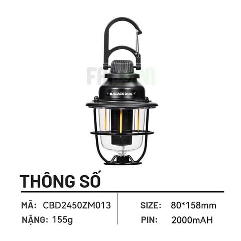 Đèn treo, để bàn cắm trại Retro Vintage BLACKDOG CBD2450ZM013
