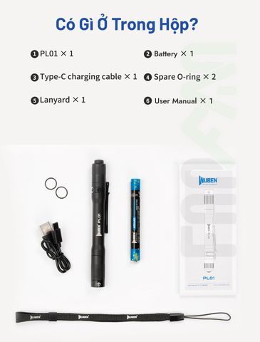 Wuben PL01 Đèn bút túi áo EDC (đèn pin bác sĩ)