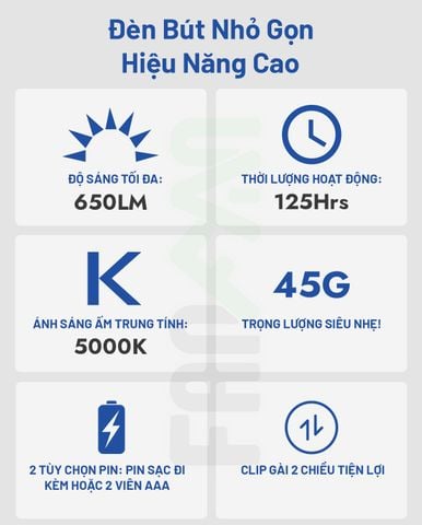 Wuben PL01 Đèn bút túi áo EDC (đèn pin bác sĩ)