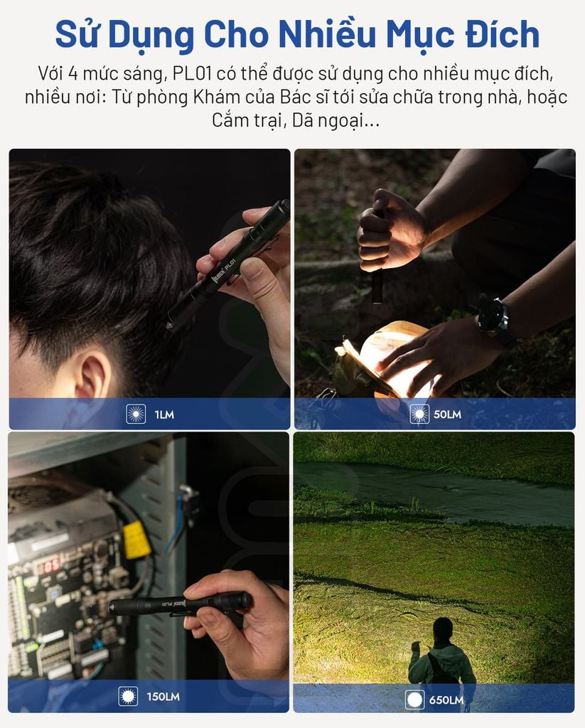 Wuben PL01 Đèn bút túi áo EDC (đèn pin bác sĩ)