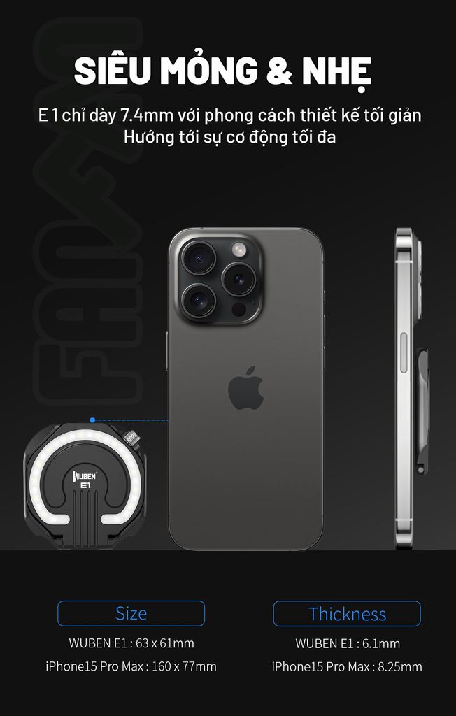 Wuben E1 Đèn pin selfie cho điện thoại