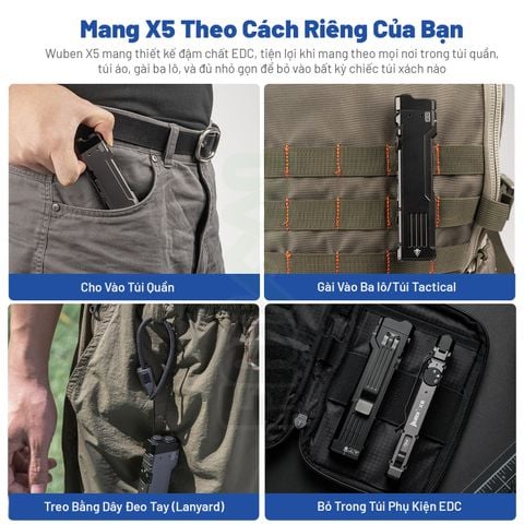 Wuben X5 đèn pin EDC 1300 Lumens + Laser + UV đa năng