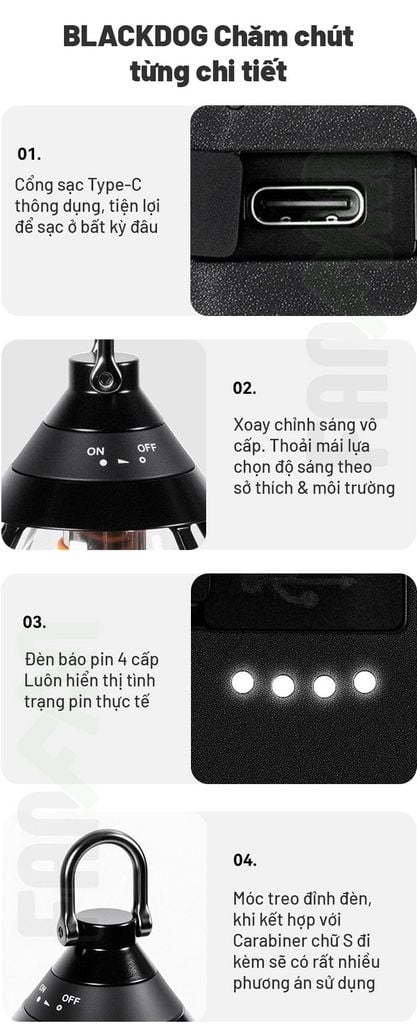 Đèn treo UFO trang trí cắm trại Blackdog CBD2550ZM029