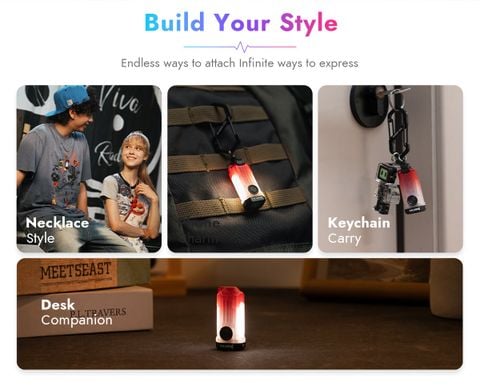 Wuben E2 Đèn pin EDC dây chuyền móc khóa 150LMs, chất liệu dạ quang