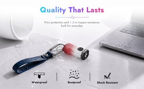 Wuben E2 Đèn pin EDC dây chuyền móc khóa 150LMs, chất liệu dạ quang