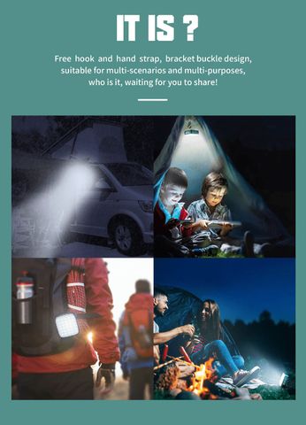 Wuben F5 Đèn pin vuông trợ sáng cắm trại 500 Lumens kiêm sạc dự phòng