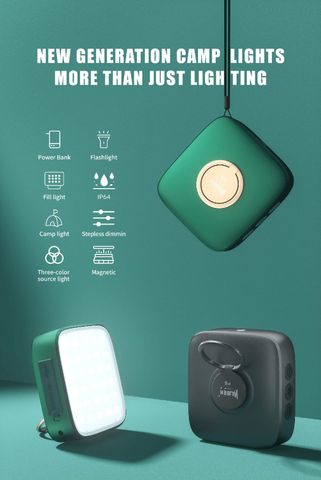 Wuben F5 Đèn pin vuông trợ sáng cắm trại 500 Lumens kiêm sạc dự phòng