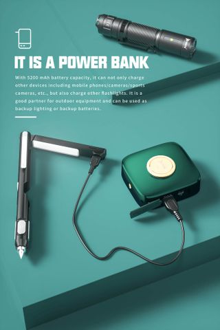 Wuben F5 Đèn pin vuông trợ sáng cắm trại 500 Lumens kiêm sạc dự phòng