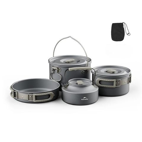 Bộ nồi nhôm dã ngoại xếp gọn 4 món Naturehike CNK2450CF010