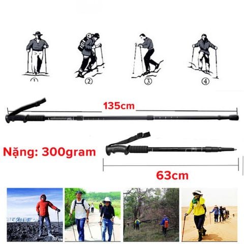 Gậy trekking leo núi nhôm khóa xoay Vultura VTR-TP2501