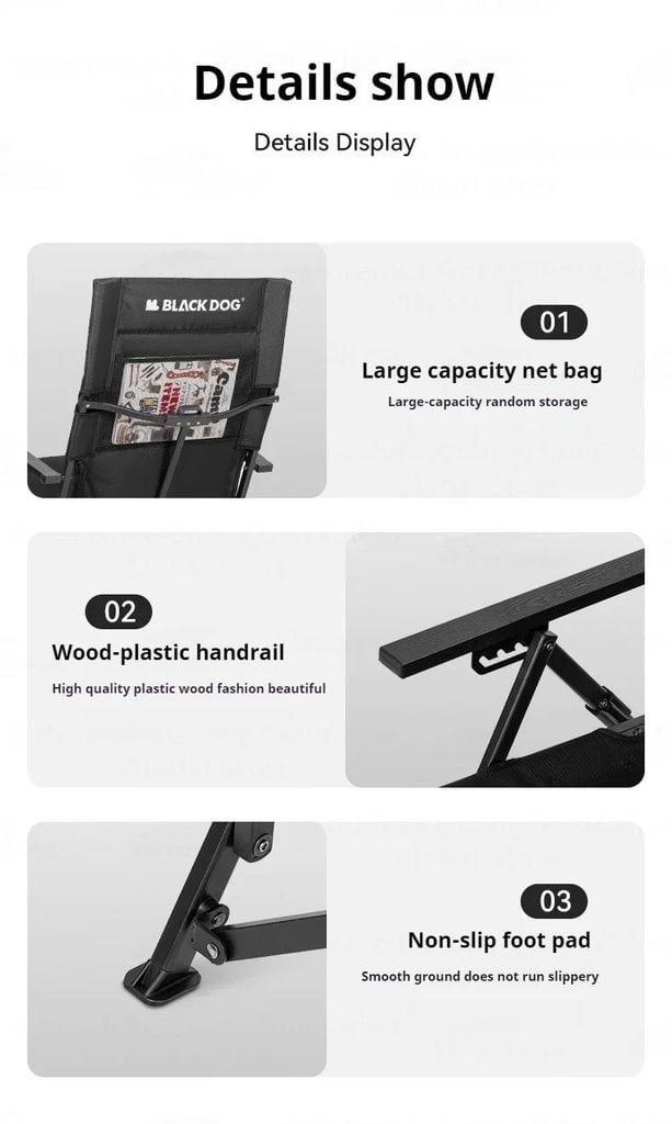 Ghế cắm trại gấp gọn lưng cao tựa đầu BLACKDOG CBD2450JJ042