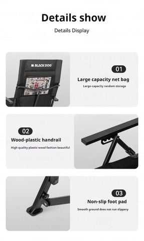 Ghế cắm trại gấp gọn lưng cao tựa đầu BLACKDOG CBD2450JJ042