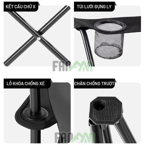Ghế cắm trại câu cá gấp gọn tựa tay BLACKDOG CBD2550JJ054